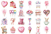 Watercolor Pink Candy Clipart Bundle, a Seasonal Illustration by designcity5 (Thumbnail 2 of 5)
