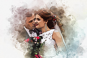 Wedding Digital Watercolor Painting