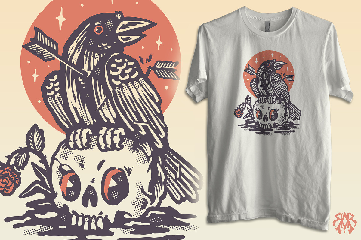 The raven skull and rose, an Animal Illustration by Krizvector Artwork Shop (Photo 2 of 3)