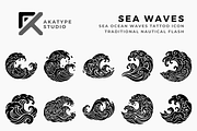 Sea Waves Tattoo Icon, a Solid Icon by Akatype Studio (Thumbnail 1 of 3)