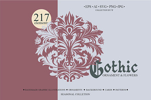 Gothic Ornament and Flowers