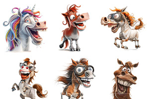 Watercolor Cute Horses Clipart