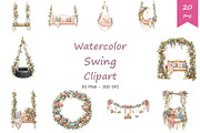 Watercolor Swing Clipart, a Decorative Illustration by BerryPieArt (Thumbnail 1 of 4)