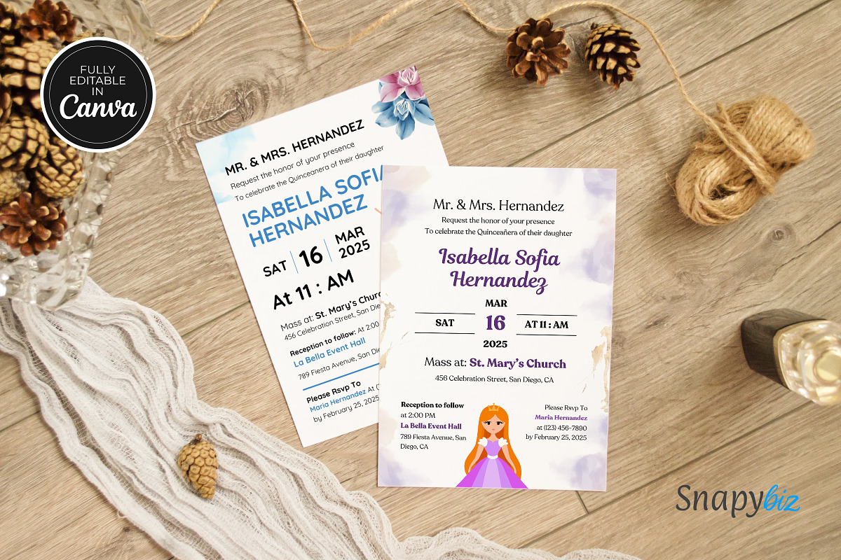 Quinceanera Party Invitation Temp, an Invitation Template by Snapybiz (Photo 10 of 11)