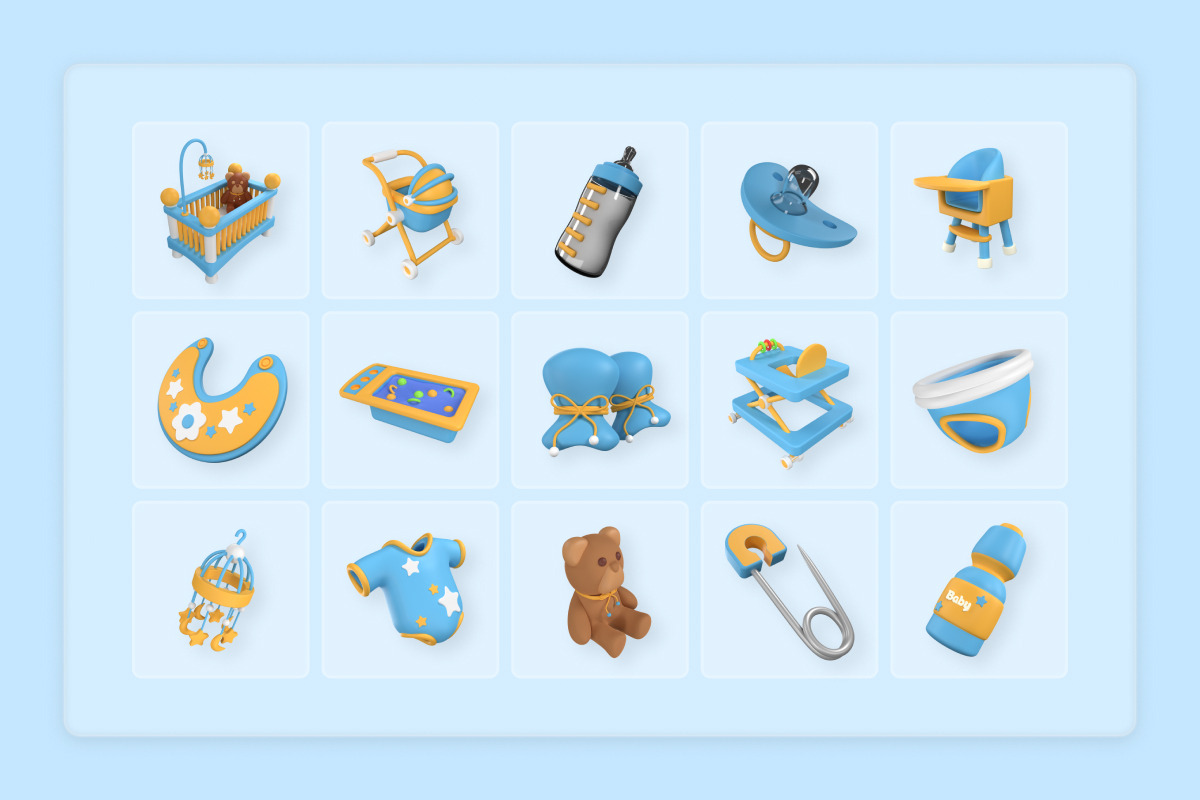 Modern Nursery 3D Icon Set, an Object Illustration by twinstd (Photo 6 of 6)
