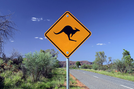 Kangaroo Crossing Sign in Australia