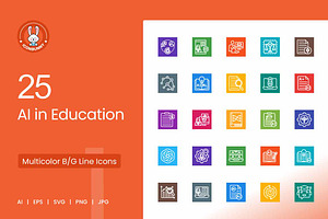 25 AI in Education Icons, an Outline Icon by IconBunny