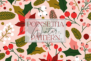 POINSETTIA Winter Seamless Pattern