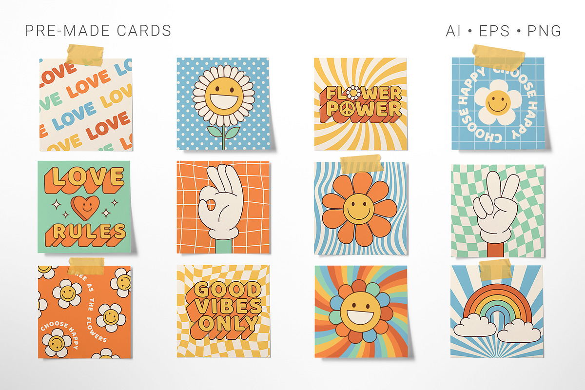 Groovy Hippie Collection, a Background Graphic by Martyshova (Photo 6 of 16)
