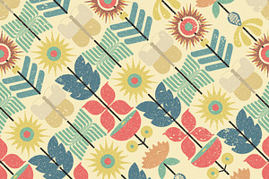 Geometric Flower & Butterfly Vintage