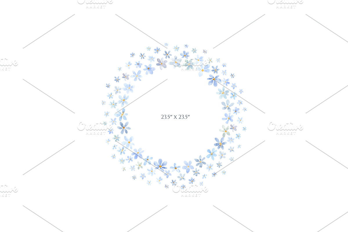 Light Blue Watercolor Flowers, a Decorative Illustration by GraphicsDish (Photo 4 of 4)