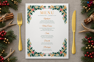 Woodland Christmas Menu Template, a Flyer Template by BrandPacks