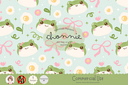 Coquette Frog & Daisy Pattern, a Pattern Graphic by Chonnieartwork (Thumbnail 1 of 5)