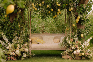 Summer garden by the lemon tree, countryside nature, a Food & Drink Photo by Studio ANNA