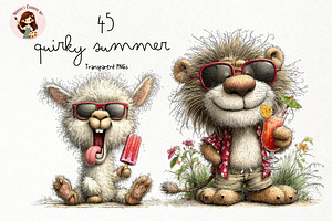 Quirky Summer Animals Clipart, a Seasonal Illustration by Nicolle's Colorful Art