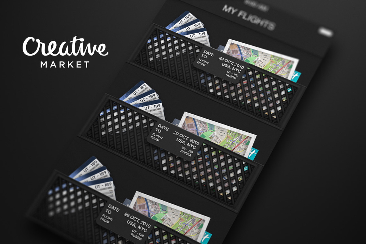 Idea For Flights App, a Product Mockup by ALEX BENDER UI STORE