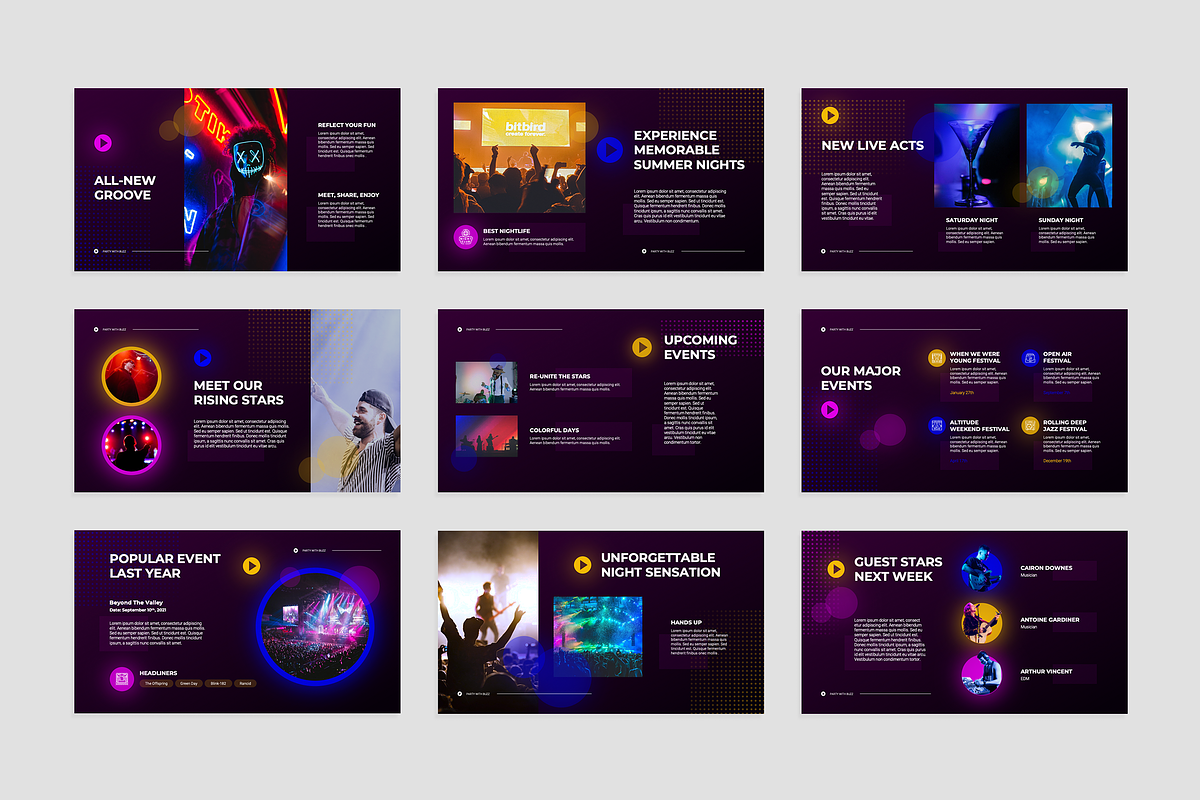 Buzz Night Club Google Slides, a Presentation Template by Flat Icons (Photo 4 of 4)