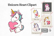 Unicorn Holding Heart Clipart, a Graphic by Artnoy (Thumbnail 1 of 5)