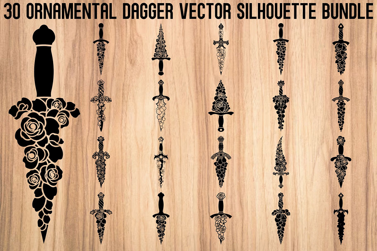 Ornamental Dagger Silhouette Bundle, an Object Illustration by Gaye Art (Photo 1 of 31)