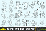 Space Cat, Astronaut Cat Outline, an Animal Illustration by ARTify Illustrations (Thumbnail 2 of 7)