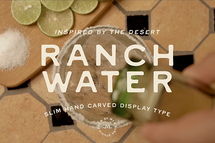 Ranch Water Display Type, a Sans Serif Font by By Meg Burk