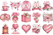 Whimsical Valentine Day Clipart, an Illustration by OK Design (Thumbnail 3 of 6)