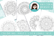 Unicorn mandala, a Pattern Graphic by Cute Little Workshop (Thumbnail 1 of 3)