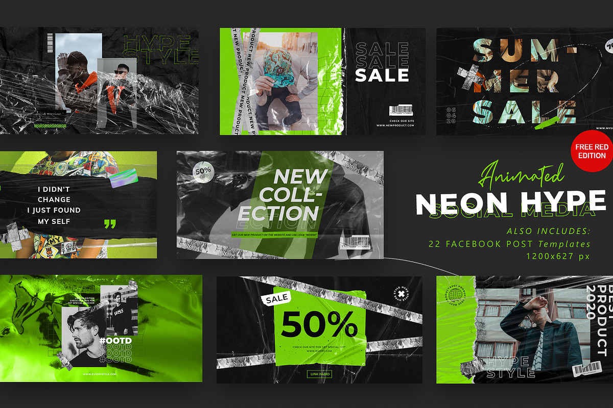 PS & CANVA Neon Hype - Social Media, a Social Media Template by Eviory (Photo 11 of 19)