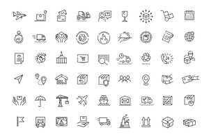 Shipping Icons Set, a Transportation Illustration by Tettygreen