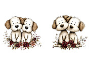 Whimsical Dogs Floral Clipart, an Illustration by SinaCreation (Thumbnail 4 of 11)