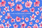 Pink Watercolor Flowers, a Pattern Graphic by MalyskaStudio (Thumbnail 1 of 13)