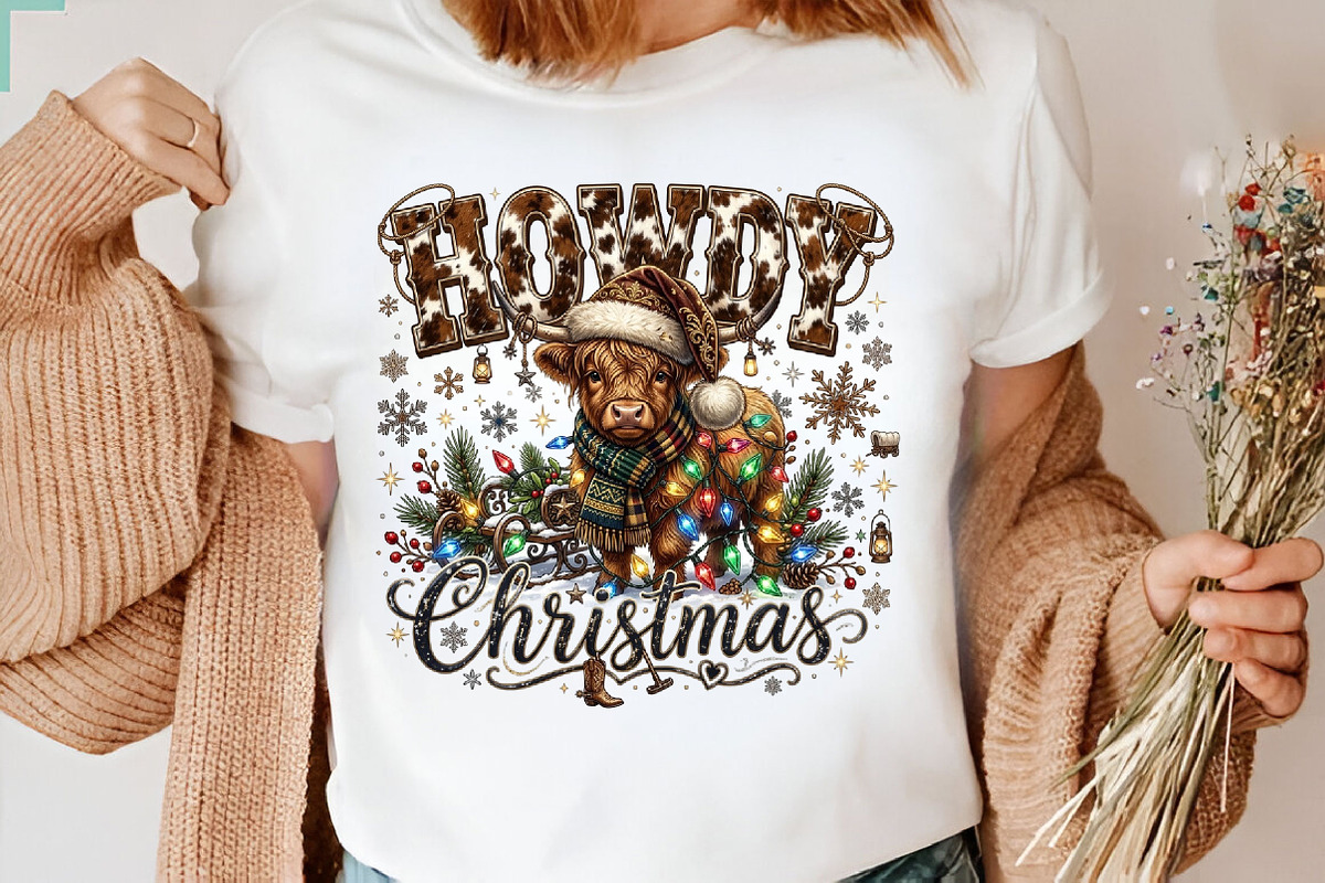 Howdy Christmas Highland Cow PNG, a Seasonal Illustration by Designking (Photo 3 of 6)