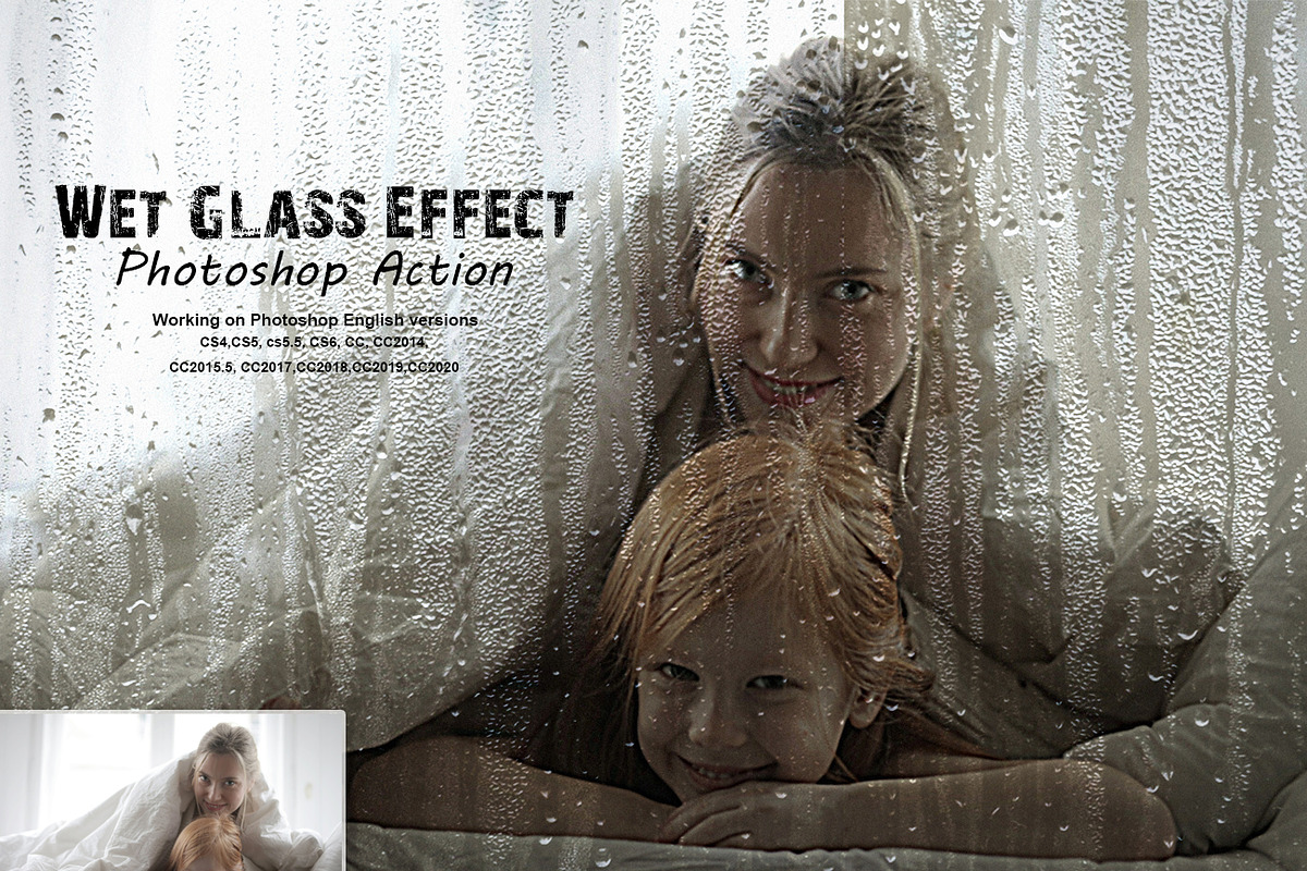 Wet Glass Effect Photoshop Action, an Action Add-On by Studio Retouch (Photo 1 of 16)