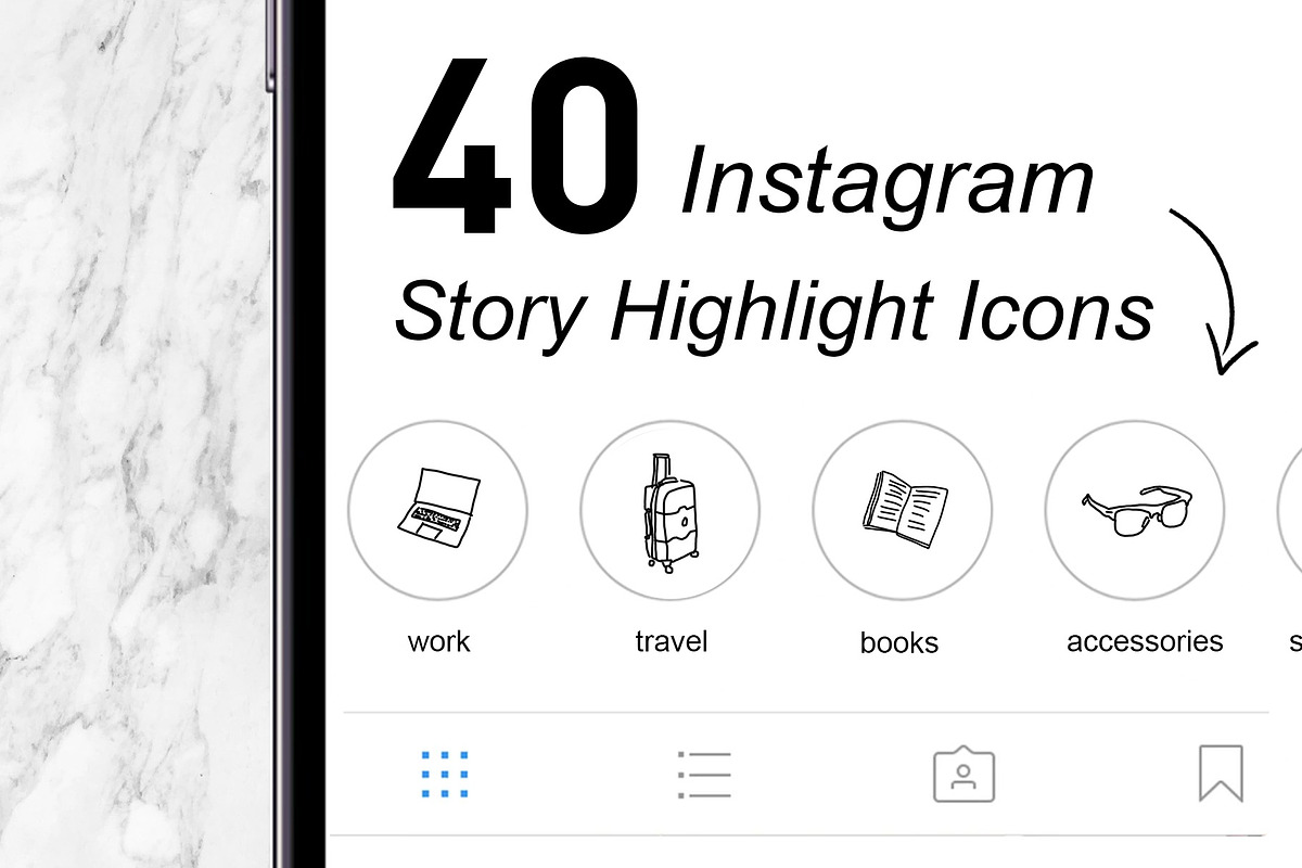 40 Insta Highlight Covers, a Social Media Template by Kristina Dubnovitskaya (Photo 1 of 5)