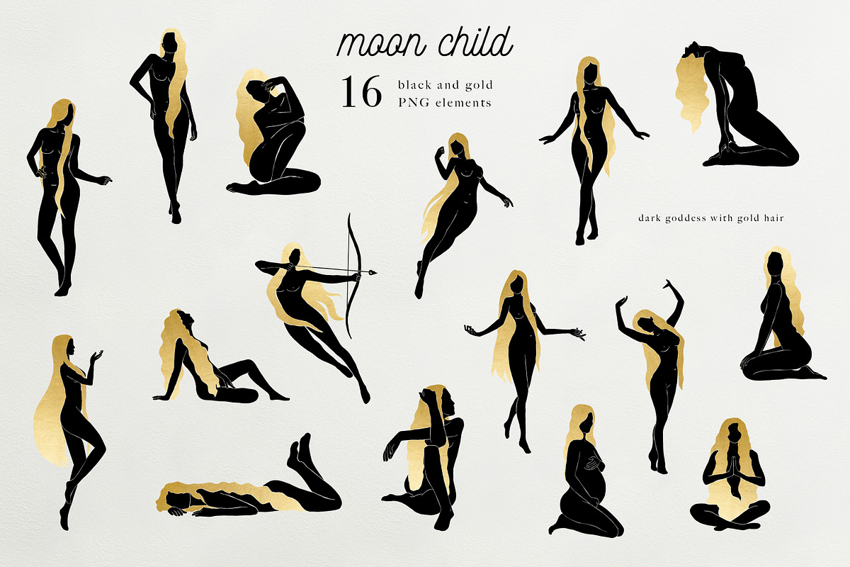 MOON CHILD Celestial Goddess, an Animal Illustration by Backyard Rose