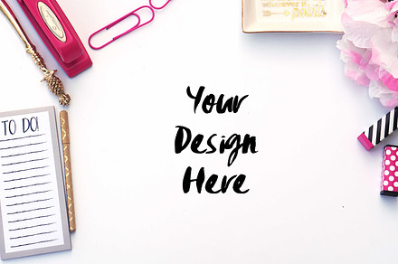 Pink desk stock photo containing modern styling and modern woman desk