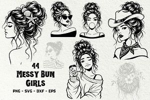Messy Bun Girl Line Art Graphics, a Person Illustration by DENIDigitalArtSudio