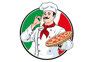 Italian Chef With A Pizza