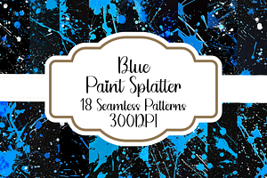 Blue Paint Splatter Patterns, a Pattern Graphic by PrintablesByFranklyn