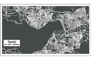 Izmir Turkey Map In Retro Style.