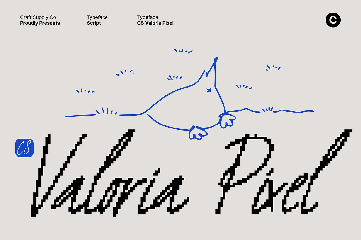 CS Valoria Pixel, a Script Font by Craft Supply Co. (Photo 1 of 8)
