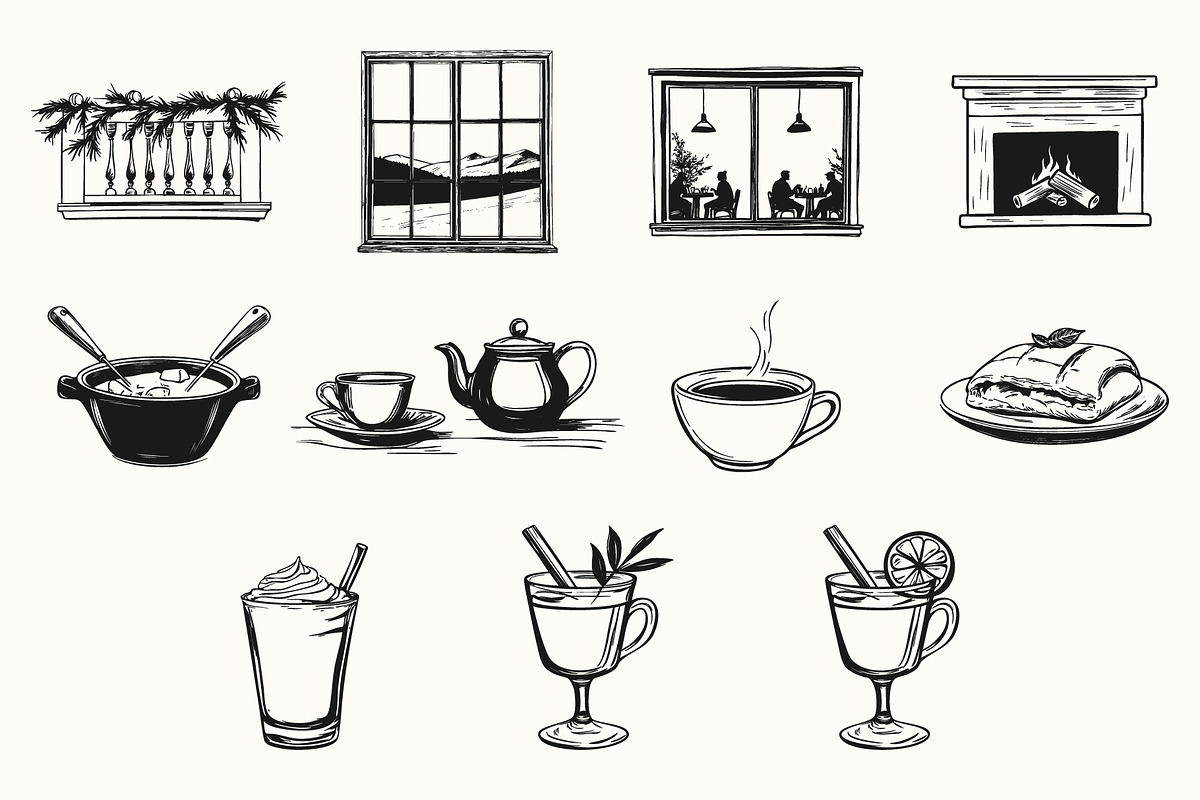 Winter Mountain Ski Resort Set, an Object Graphic by NatalieArtShop (Photo 7 of 12)
