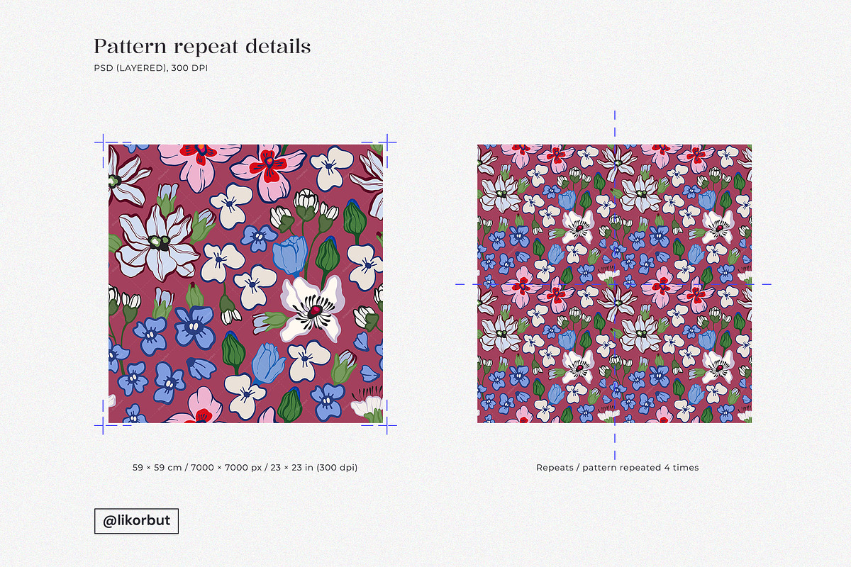 Bold Folk Naive Dark Floral Pattern, a Pattern Graphic by likorbut (Photo 4 of 14)