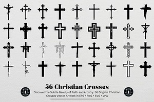 INKINGMAN 56 Christian Crosses