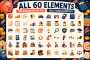 Finance Clipart 60 Gouache PNGs, a Finance Illustration by KamimiArt (Thumbnail 2 of 6)