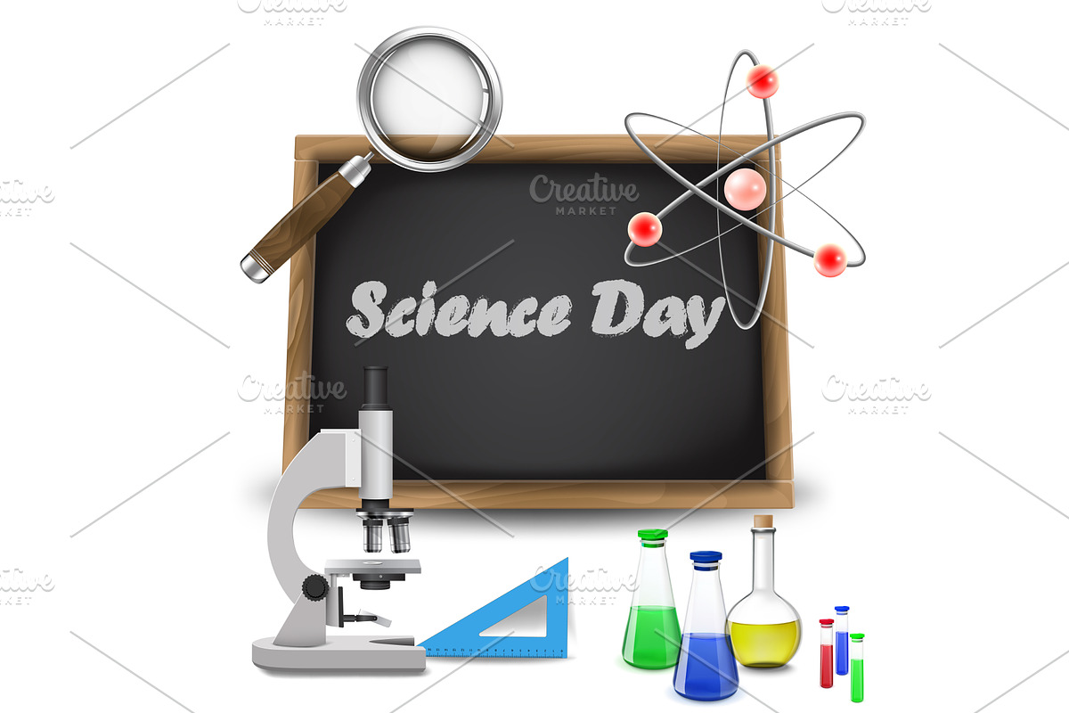 science day text over chalkboard, an Illustration by piter.goskov