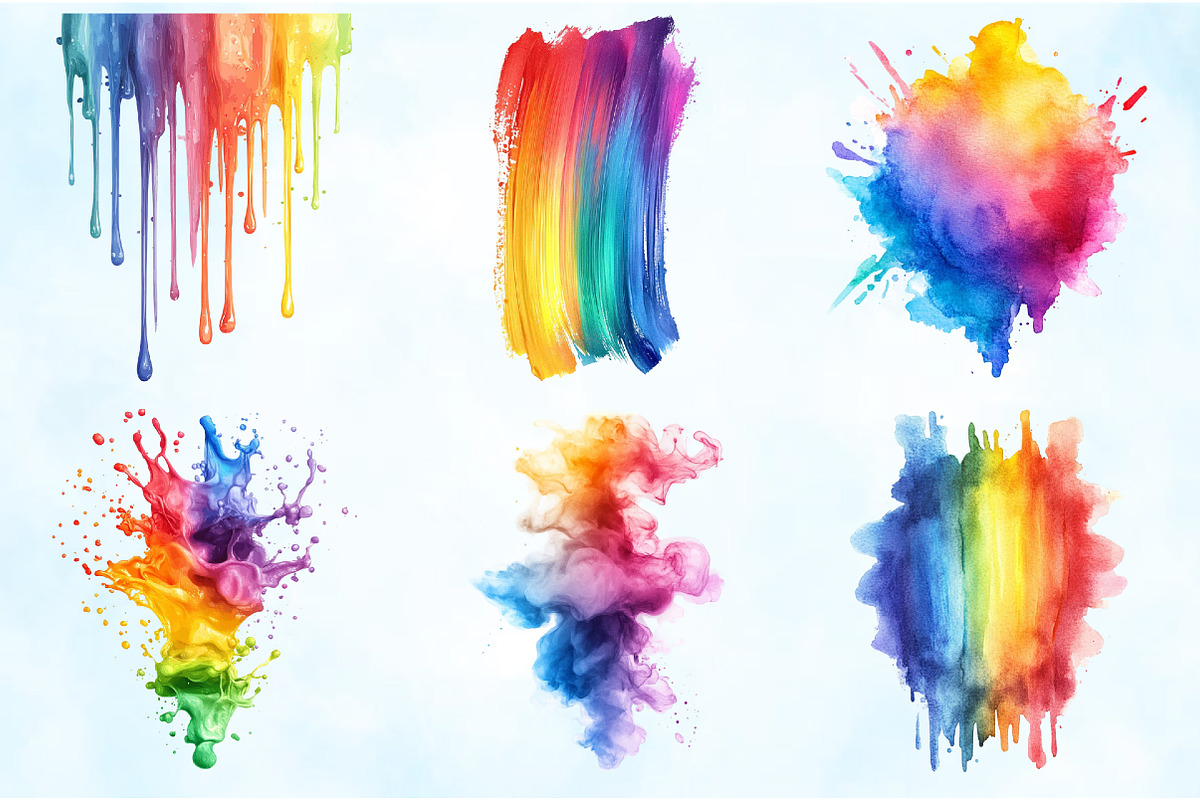Watercolor Rainbow Paint Splash PNG, an Illustration by Craft Nest (Photo 3 of 9)