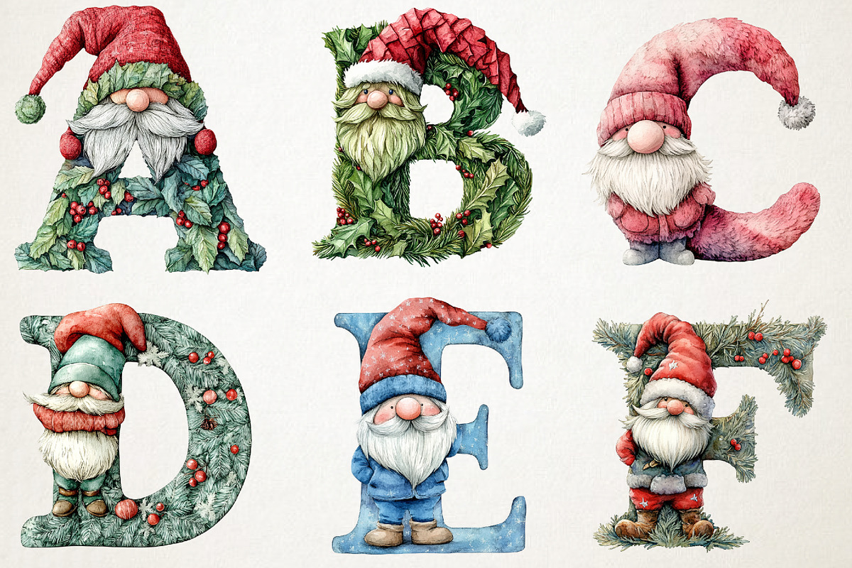 Christmas Gnomes Alphabet Png Clipar, an Illustration by RobertsArt (Photo 2 of 7)