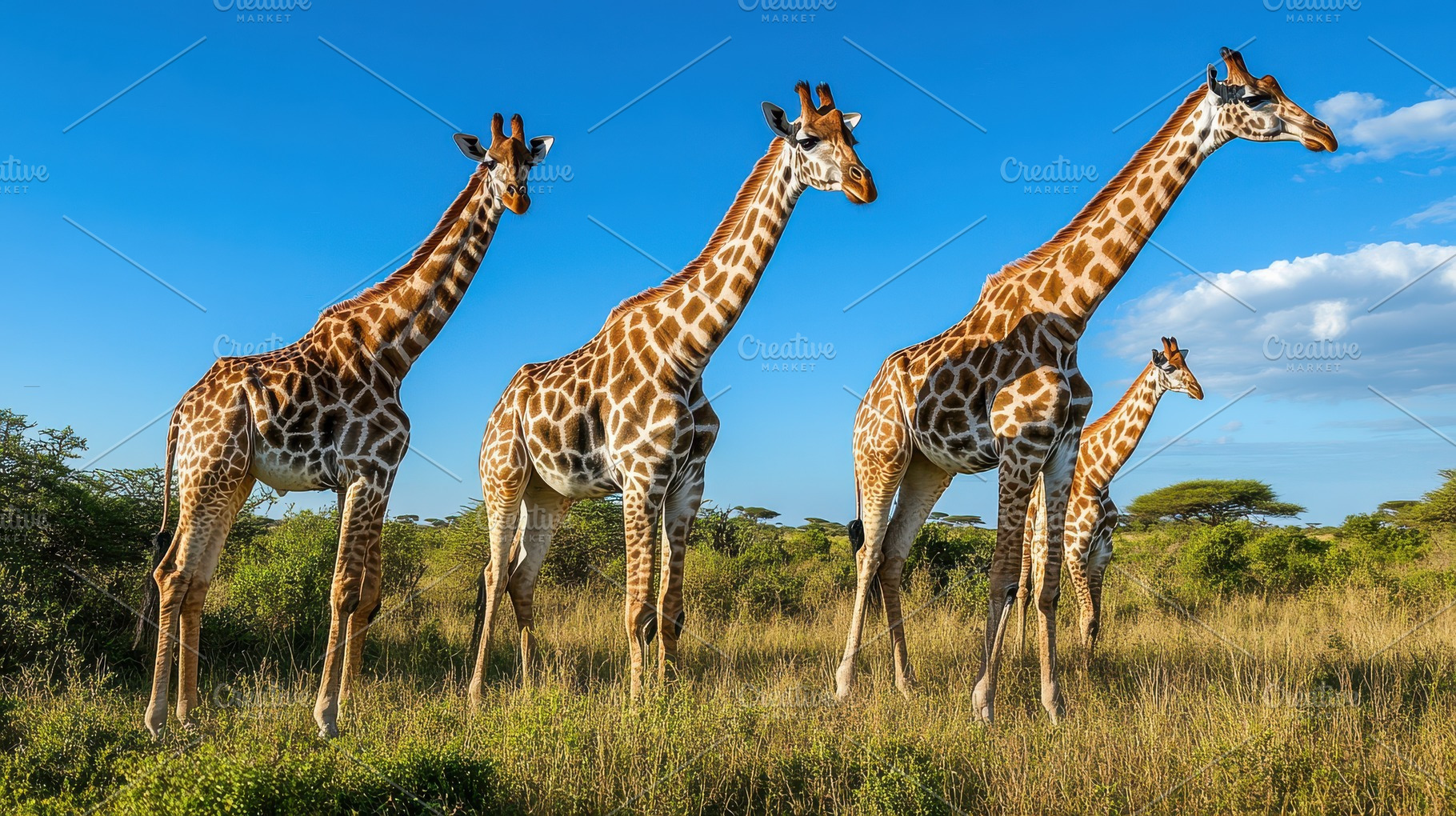Towering Giraffes roam freely on the, an Animal Photo by Pixeness Studio