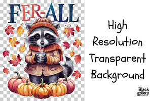 Vintage Raccoon Fer-All Fall PNG